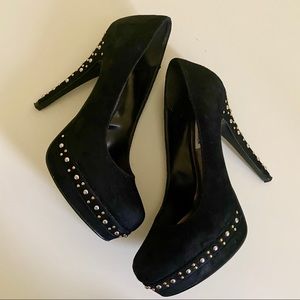 Steve Madden Suede Gold & Silver Gem Pumps